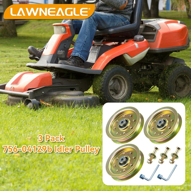 LANEAGLE 3 Pack 756-04129B Idler Pulley 4.25 Replaces Troy Bilt Pulley 753-08171 Idler Pulley Kit, Cub Cadet 756-04129 Idler Pulley 756-04129, 756-04129C, 753-08068 for Cub Cadet RZT50 Lawn Tractors - Image 2